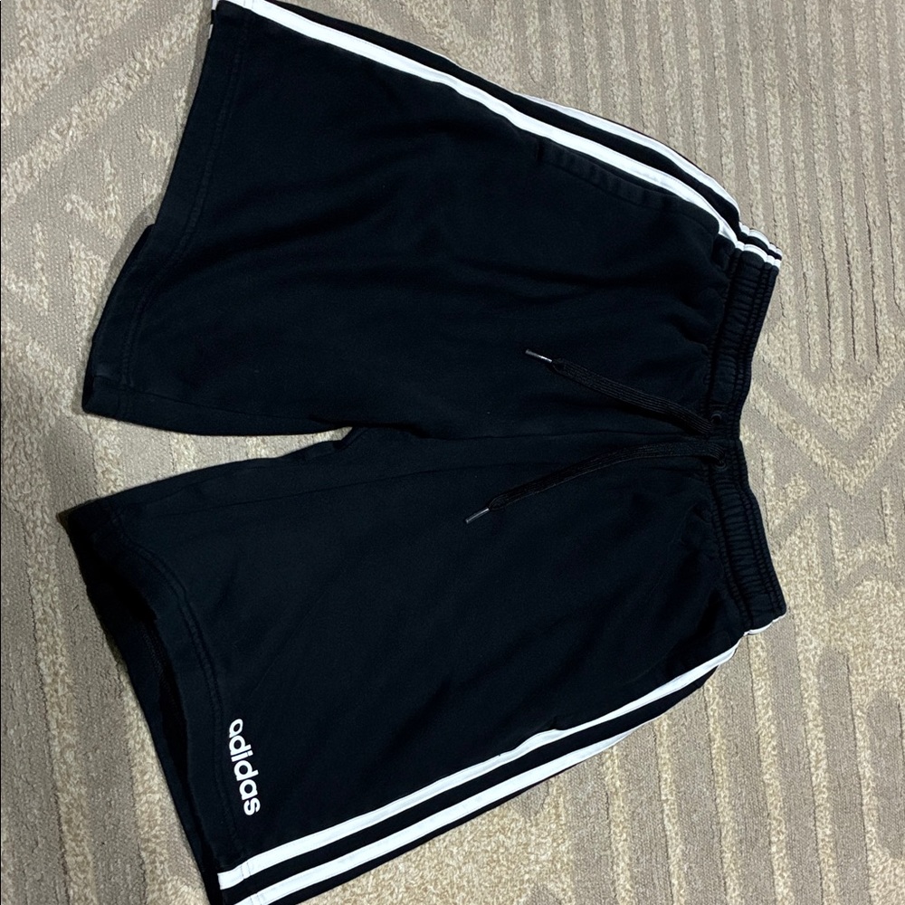 Adidas Men's Black Shorts with White Stripes